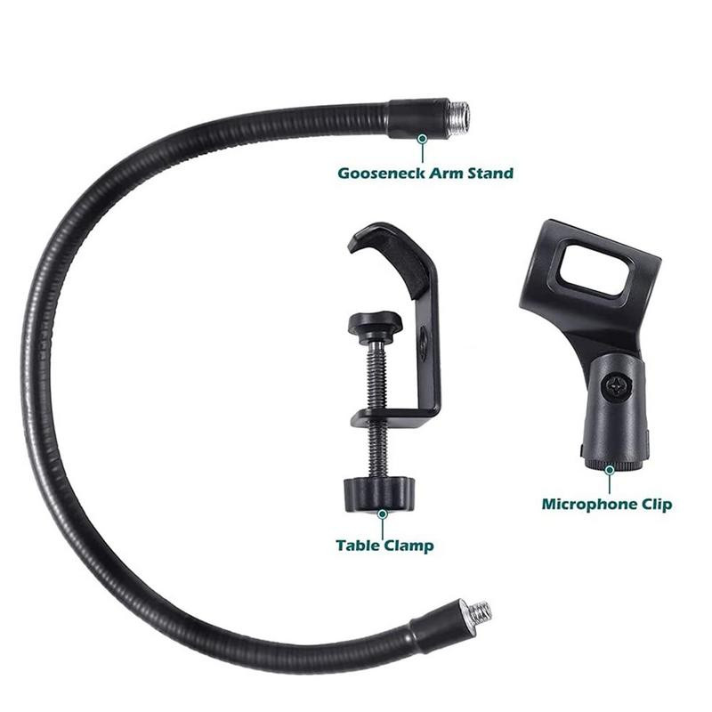 360 reguleeritav lauamikrofoni alus lauaarvuti mikrofoni käeklamber, painduv hanekelaga mikrofonihoidja või telefonialuse hoidiku kinnitus otseülekande jaoks
