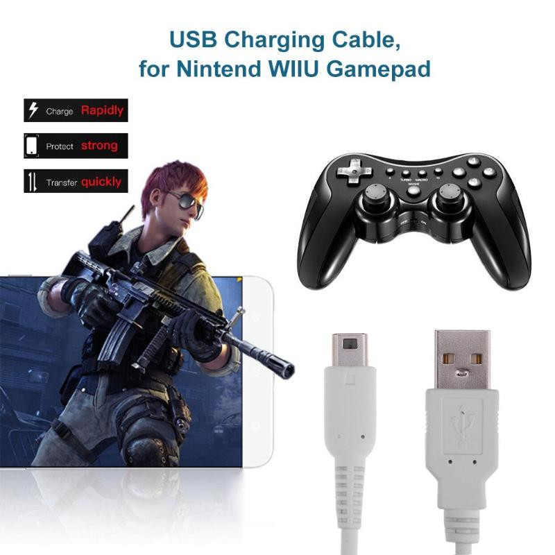 1 m USB lādētāja barošanas avota uzlādes kabeļa datu vada vadu līnija Nintendo Wii U spēļu pults Nintend WiiU kontroliera vadības pults