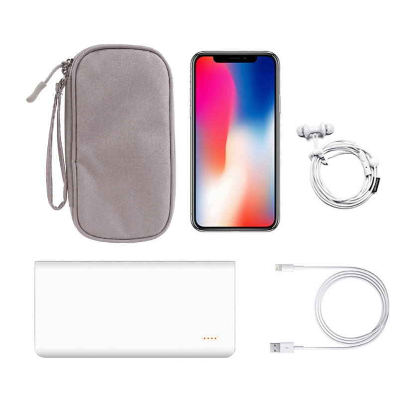 Utazási hordozható, tartós poliészter Power Bank tasak tárolótáska védő hordtáska csomag fülhallgató mobiltelefonokhoz adatkábel