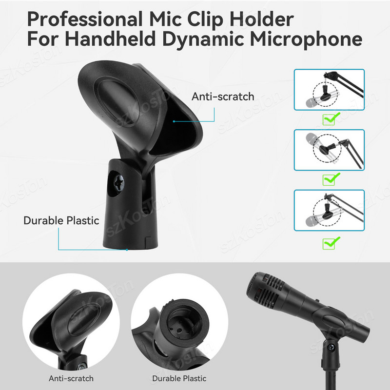 Mini galddatora mikrofona statīvs ar mikrofona saspraudes turētāju, regulējamu mikrofona kronšteinu Pārnēsājams salokāms metāla statīvs ierakstīšanai