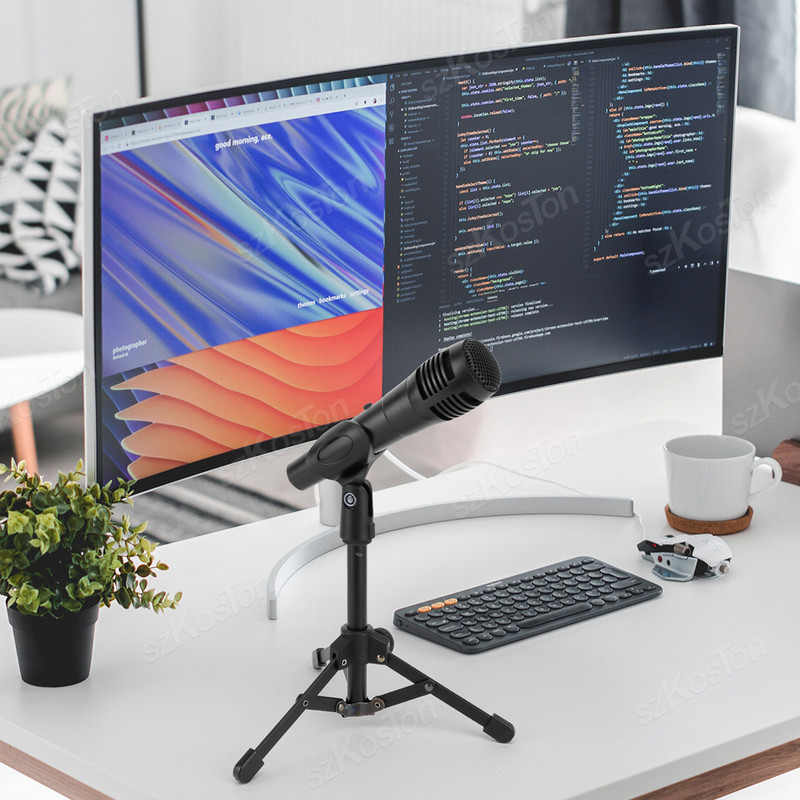 Mini galddatora mikrofona statīvs ar mikrofona saspraudes turētāju, regulējamu mikrofona kronšteinu Pārnēsājams salokāms metāla statīvs ierakstīšanai