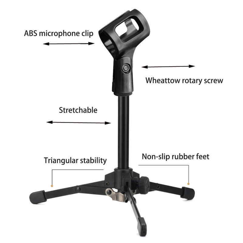 Mini salokāms galda statīva mikrofona mikrofona statīva turētājs sanāksmēm, lekcijām runāšanai un uc