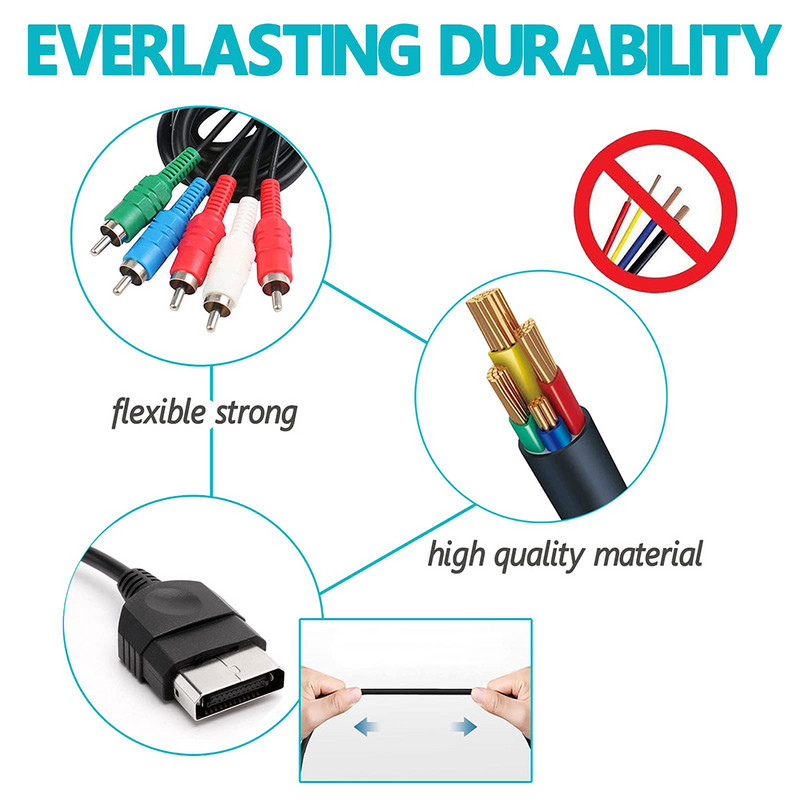 Nku 1,8 m 6 ft rezerves 1080P komponentu HD TV RCA AV audio video kabelis oriģinālajiem Microsoft Xbox spēļu konsoles piederumiem