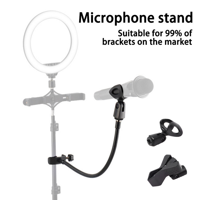 Šļūtenes mikrofona saspraude ar galda skavu Mikrofona statīvs apraides studijai tiešraides aprīkojuma stacijas mikrofona roktura galda stiprinājums