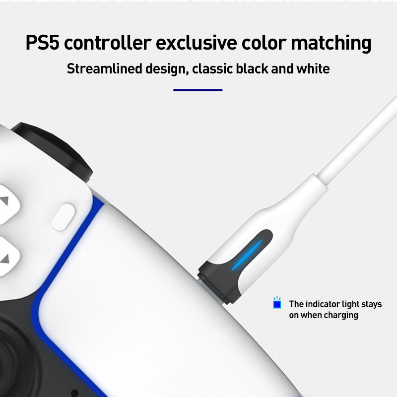 PlayStation PS5 kontrolierim DualSense Gamepad USB uzlādes kabelis C tipa datu uzlādes kabelis ar LED indikatoru PS5 slēdzim