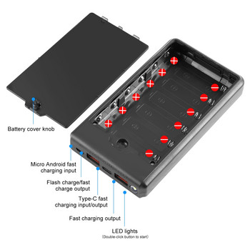 HAWEEL DIY 6x18650 батерия (не е включена) 4W бързо зареждане Power Bank Кутия с дисплей, без батерия