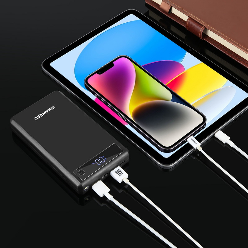 HAWEEL DIY 6x18650 akumulators (nav iekļauts) 4 W ātrās uzlādes strāvas bankas kastes korpuss ar displeju, nav iekļauts akumulators