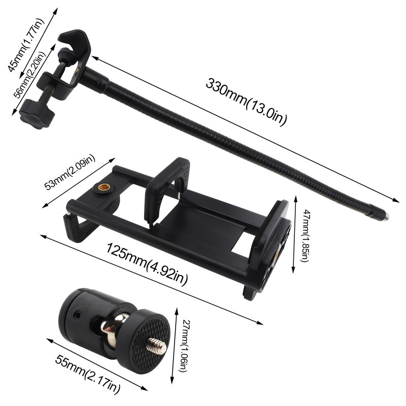 Daugiafunkcis mikrofonas Mobiliojo telefono planšetinio kompiuterio stovas Laikiklis Žarna Reguliuojamas spaustukas Smūgiams atsparus rėmas Trikojo priedai