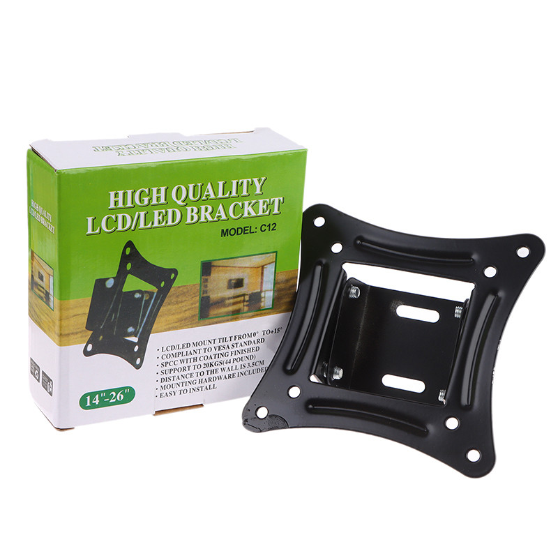 1 set Suporturi TV de 14-27 inchi Suport de montare pe perete pentru monitor LCD LED Suport cadru TV cu ecran plat fix Unghi de înclinare de 15 grade cu șurub