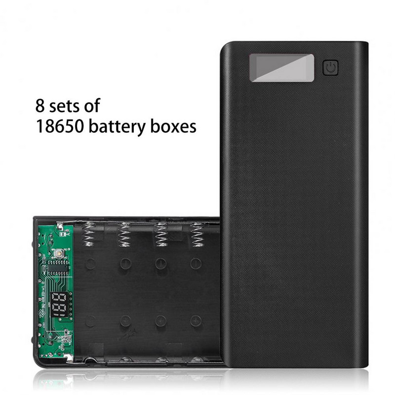Akumulatora lādētāja korpuss Noņemams akumulatora lādētāja kaste liela ietilpība 8 x 18650 mobilā akumulatora lādētāja kastes remonta funkcija