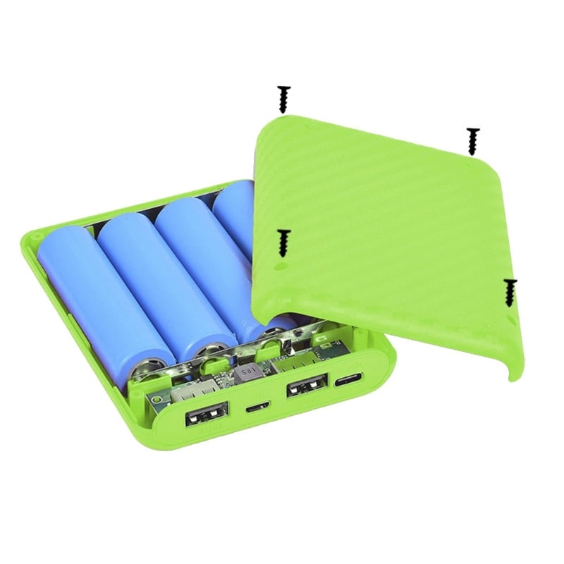 DIY Box 4x18650 akkumulátoros külső ház, több színben választható elem Az akkumulátor nem tartozék 5V/2.4A USB-kimenet