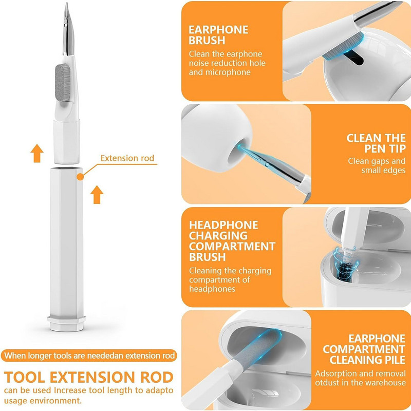 20 vienā tīrīšanas komplekts Datora tastatūras tīrītājs planšetdatora kameras tālruņa ekrāna tīrīšanas rīki tīrīšanas birste 20 vienā atslēgas vāciņu novilkšanas komplekts