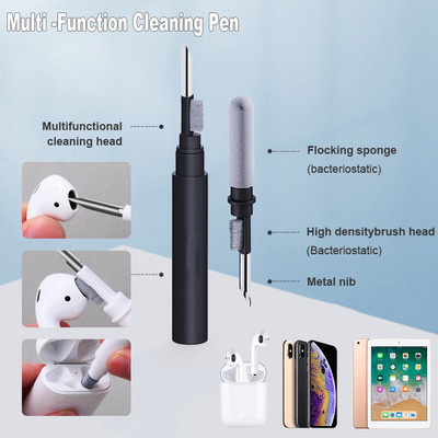 Multifunktsionaalne kolm-ühes peakomplekti puhastuspliiats AirPodide kõrvatroppide puhastushari telefoni jaoks arvuti klaviatuuri puhastuskomplekt