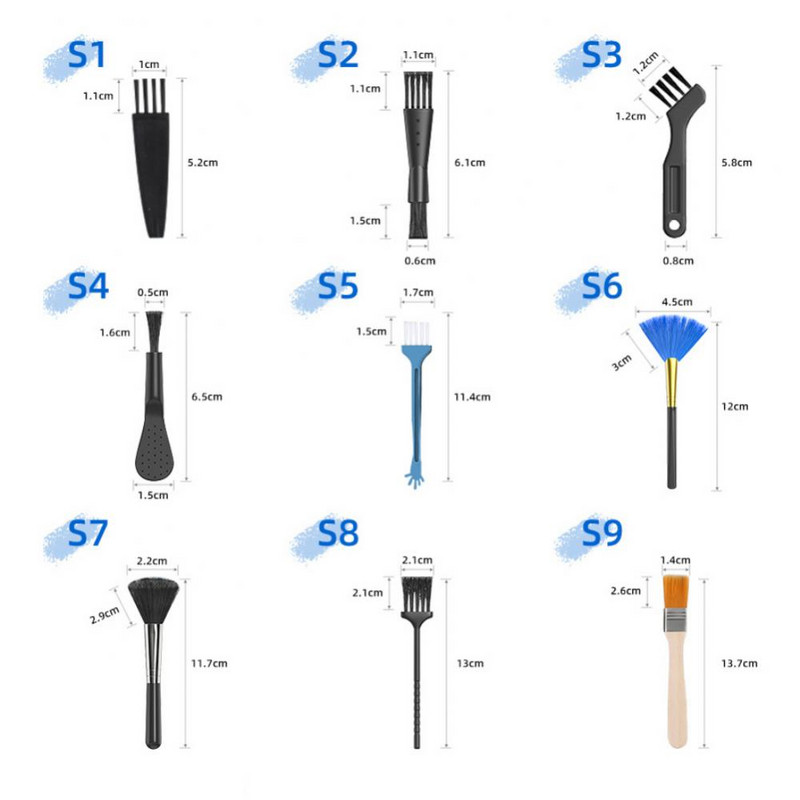 10 vnt/komplektas Mažo kompiuterio dulkių šepetėlio valiklis Antistatinis elektroninis valiklis buitinė klaviatūra Kompiuterio valymo šepetėlių rinkinys, nešiojamas