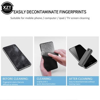 2 σε 1 Screen Cleaner Phone Spray Protable PC Tablet Screen Screen Dust Removal Tool Microfiber Set Cleaning Artifact