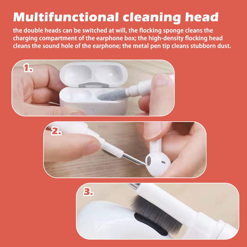 Daudzfunkciju birstes tīrīšana Austiņu pildspalva Tastatūras austiņas Datora komplekts Piezīmjdatora spraugas tīrīšana Putekļu noņemšana Austiņu korpusa tīrīšana