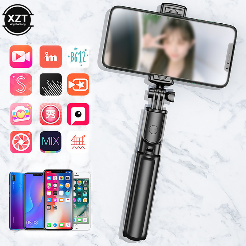 ÚJ 3 az 1-ben vezeték nélküli összecsukható mini szelfi állvány monopod Bluetooth redőnnyel távirányítóval iPhone 11 12 Xiaomi okostelefonhoz