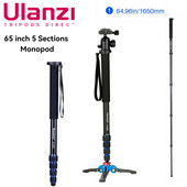 Monopied Ulanzi pentru vânătoare Trepied profesional din aluminiu pentru cameră 65 inch 5 secțiuni Manbily pentru camera de acțiune Canon Nikon Gopro 6