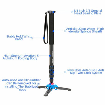 Ulanzi Monopod For Hunting Επαγγελματική κάμερα αλουμινίου τρίποδο 65 ιντσών 5 Sections Manbily για κάμερα δράσης Canon Nikon Gopro 6