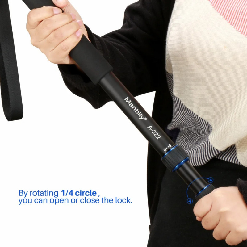 Monopied Ulanzi pentru vânătoare Trepied profesional din aluminiu pentru cameră 65 inch 5 secțiuni Manbily pentru camera de acțiune Canon Nikon Gopro 6