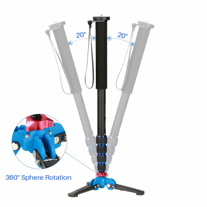 Monopied Ulanzi pentru vânătoare Trepied profesional din aluminiu pentru cameră 65 inch 5 secțiuni Manbily pentru camera de acțiune Canon Nikon Gopro 6