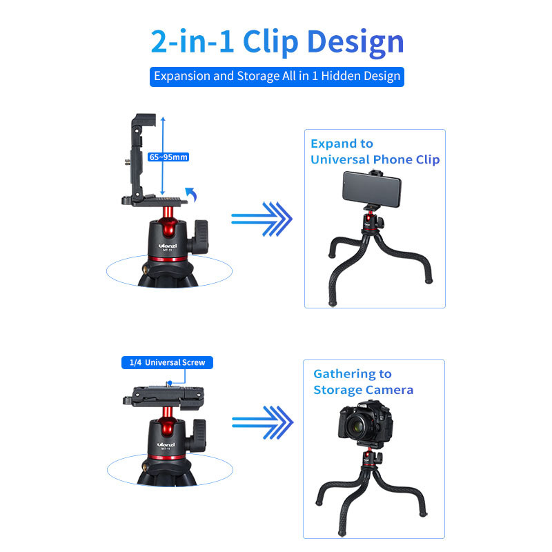 Trepied portabil versatil pentru telefon inteligent DSLR Camera Octopus Trepied Suport telefon Suport pentru telefon Clip de telefon Flexibil 360 de grade
