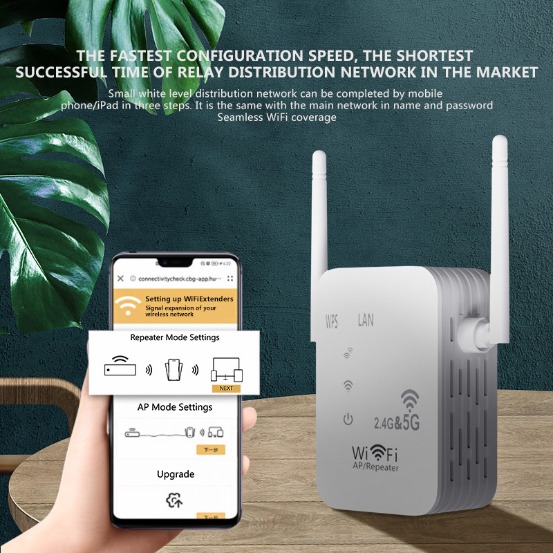 2.4G 5Ghz belaidis WiFi kartotuvas Dviejų Wi-Fi signalų stiprintuvas 1200Mbps WiFi stiprintuvas 5G Wi-Fi ilgo nuotolio plėstuvas Wi-Fi stiprintuvas