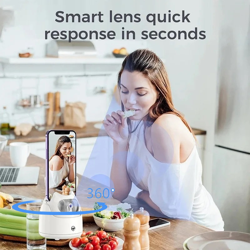 Urmărire automată a feței Suport pentru iPhone Aplicație gratuită Recunoaștere a feței AI Rotire 360° Stand selfie Transmitere live Gimabl pentru video mobil