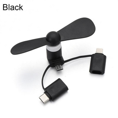3-in-1 C tipa mikro USB mini ventilatora radiators Android ierīcēm Samsung Huawei HTC IPad IPhone portatīvais mobilais tālrunis mazs ceļojumu ventilators