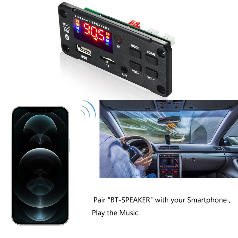 2*25W bežični Bluetooth 5.0 12V MP3 WMA ploča dekodera 50W pojačalo audio automobila USB TF FM radio modul MP3 player