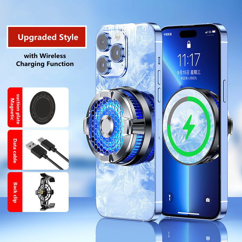 Radiator ventilator de răcire cu sistem magnetic tip C cu clemă din spate cu semiconductor pentru telefon mobil X99 cu încărcare fără fir pentru răcitor de jocuri PUBG