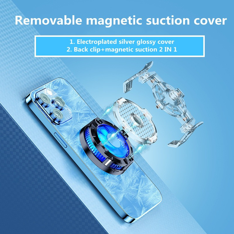 Radiator ventilator de răcire cu sistem magnetic tip C cu clemă din spate cu semiconductor pentru telefon mobil X99 cu încărcare fără fir pentru răcitor de jocuri PUBG