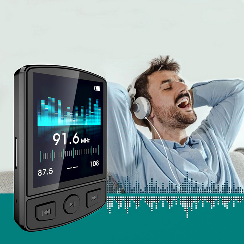MP3 grotuvas nešiojamas sportinis klipas Walkman mygtukas Su Bluetooth suderinamas 5.2 muzikos grotuvas 1,8 colio ekranas su FM radijo el. knyga