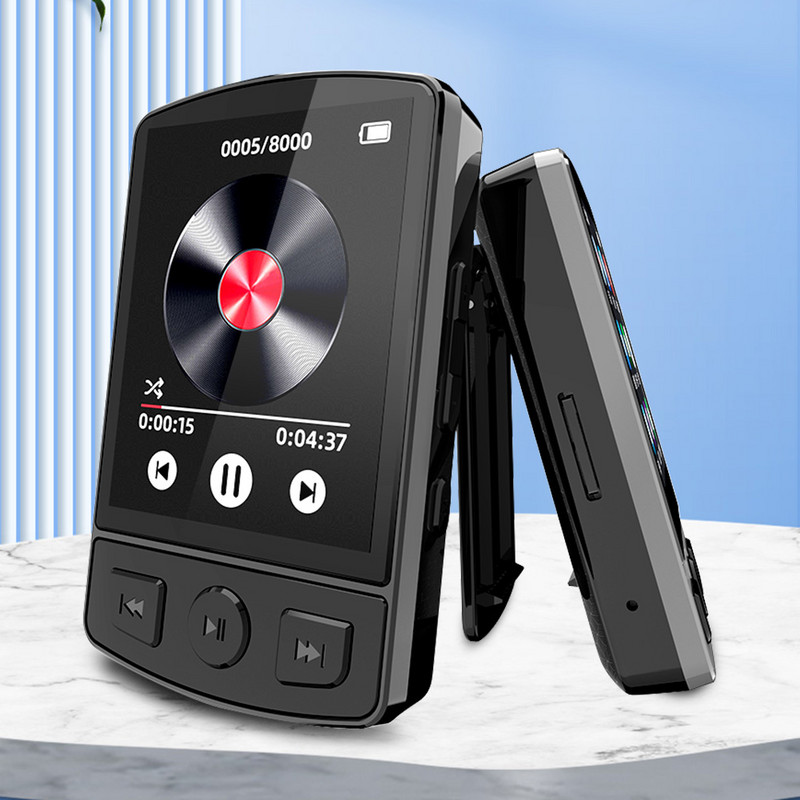 MP3 grotuvas nešiojamas sportinis klipas Walkman mygtukas Su Bluetooth suderinamas 5.2 muzikos grotuvas 1,8 colio ekranas su FM radijo el. knyga