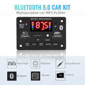 5V 12V MP3 dekodavimo plokštės modulis Bluetooth 5.0 belaidis automobilinis USB MP3 grotuvas TF kortelės lizdas USB FM su mikrofonu laisvų rankų įranga