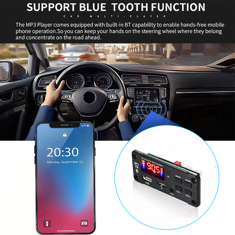 2*25W 50W stiprintuvas Automobilio garso USB TF FM radijo modulis Bluetooth 12V MP3 WMA dekoderio plokštė MP3 grotuvas su nuotolinio valdymo pultu