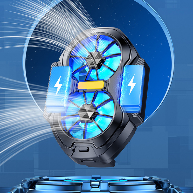 Ventilator dublu, radiator pentru telefon mobil, plug-in/reîncărcabil, ventilator de răcire pentru telefon mobil, răcire cu aer tip C pentru Android IOS PUBG Cooler pentru jocuri