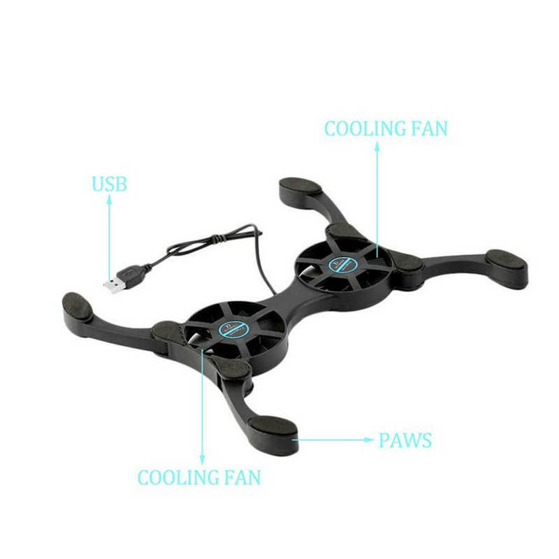 ICE COOREL salokāms salokāms dzesētājs Radiators piezīmjdatora dzesēšanas paliktnis datora piederumi USB mini klēpjdatora pārnēsājams dubultā ventilatora statīvs