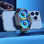 Divu ventilatoru mobilā tālruņa dzesētājs, spraudnis/uzlādējams dzesēšanas korpuss C tipa gaisa dzesēšana ar zilu gaismu Android viedtālruņiem iPhone