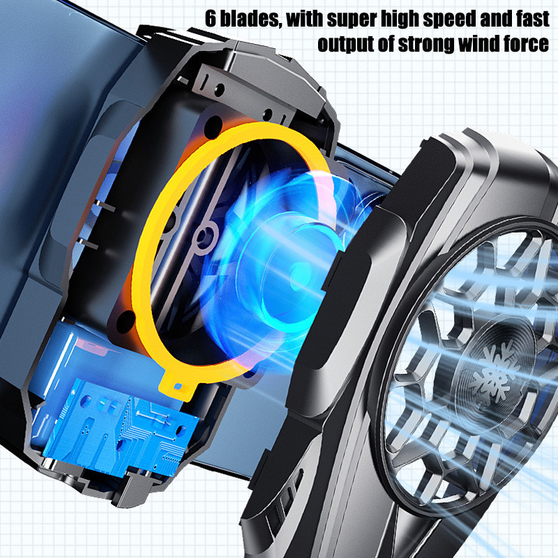 F5 Clip din spate Radiator pentru telefon mobil Ventilator de răcire răcit cu aer Radiator pentru Android Accesorii pentru jocuri PUBG Radiator de căldură rece cu lumină RGB