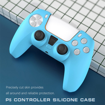 PS5 едноцветен капак на контролера Мек силиконов калъф Anti-Slip Gamepad Skin за Playstation 5 Controller Joypad Accessories Case