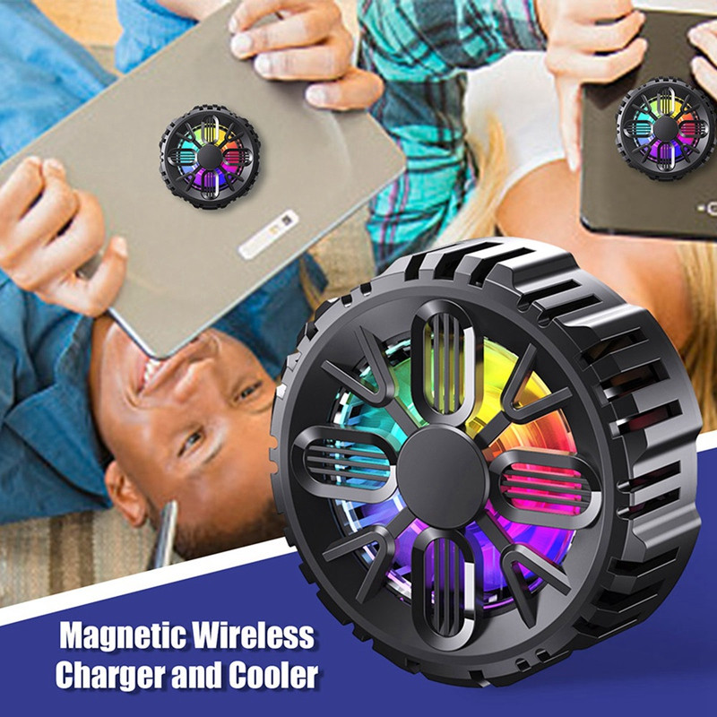 ABGZ-L06 magnētiskais mobilā tālruņa dzesētājs pārnēsājamas planšetdatora dzesēšanas ierīces, mobilās spēles dzesēšanas ventilators RGB apgaismojuma radiators