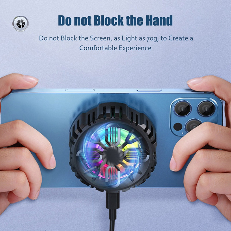 ABGZ-L06 magnētiskais mobilā tālruņa dzesētājs pārnēsājamas planšetdatora dzesēšanas ierīces, mobilās spēles dzesēšanas ventilators RGB apgaismojuma radiators