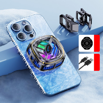 Магнитен и заден клипс Охладител за мобилен телефон 3 скорости Регулируем полупроводников охлаждащ вентилатор Радиатор за iPhone Samsung PUBG Game Cooler
