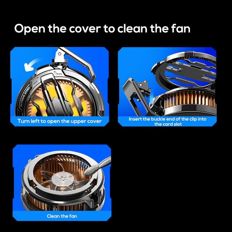 Răcitor pentru telefon mobil cu clemă magnetică și spate Radiator ventilator de răcire cu semiconductor reglabil cu 3 viteze pentru iPhone Samsung PUBG Cooler pentru jocuri