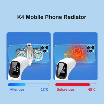 1 бр K4 Мобилен телефон Охладител Радиатор Полупроводников Двойна температура на охлаждане Дисплей Вентилатор Радиатор за IOS Android смартфон
