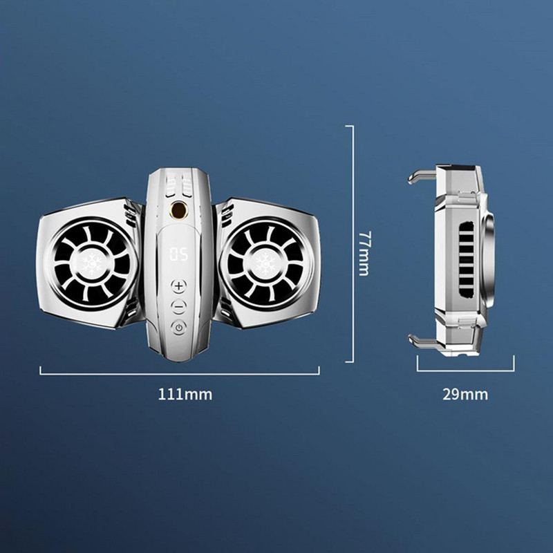 1 gab K4 mobilā tālruņa dzesētāja radiatora pusvadītāju dubultā dzesēšanas temperatūras displeja ventilatora radiators IOS Android viedtālrunim