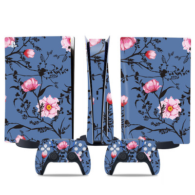 Ziedu dizains PS5 izdevumam, kas balstīts uz disku, Ādas uzlīme PS5 pvc uzlīme PS5 ādas uzlīme Uzlīme Vinila apvalki PS5 apvalkiem