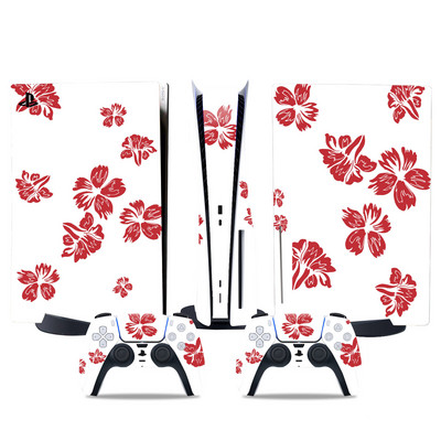 Ziedu dizains PS5 izdevumam, kas balstīts uz disku, Ādas uzlīme PS5 pvc uzlīme PS5 ādas uzlīme Uzlīme Vinila apvalki PS5 apvalkiem