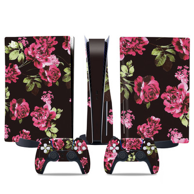 Ziedu dizains PS5 izdevumam, kas balstīts uz disku, Ādas uzlīme PS5 pvc uzlīme PS5 ādas uzlīme Uzlīme Vinila apvalki PS5 apvalkiem